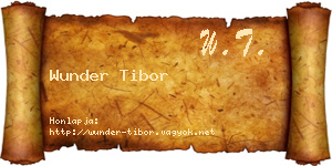 Wunder Tibor névjegykártya